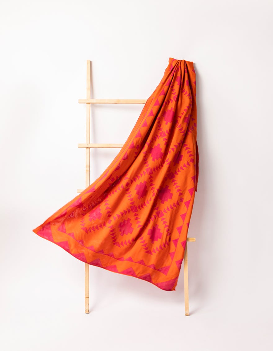 ORANGE JACQUARD SHAWL
