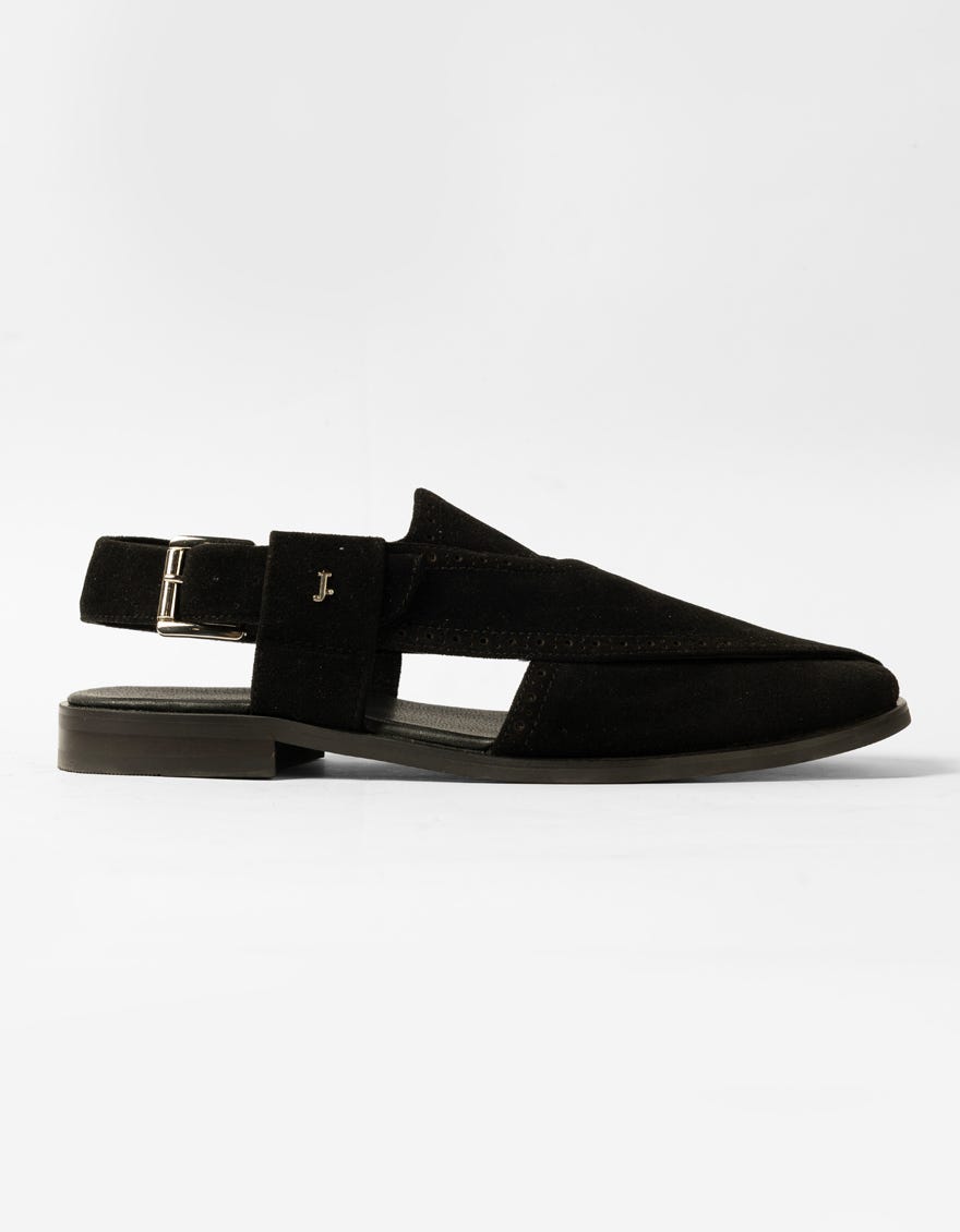 BLACK SUEDE PESHAWARI SANDALS