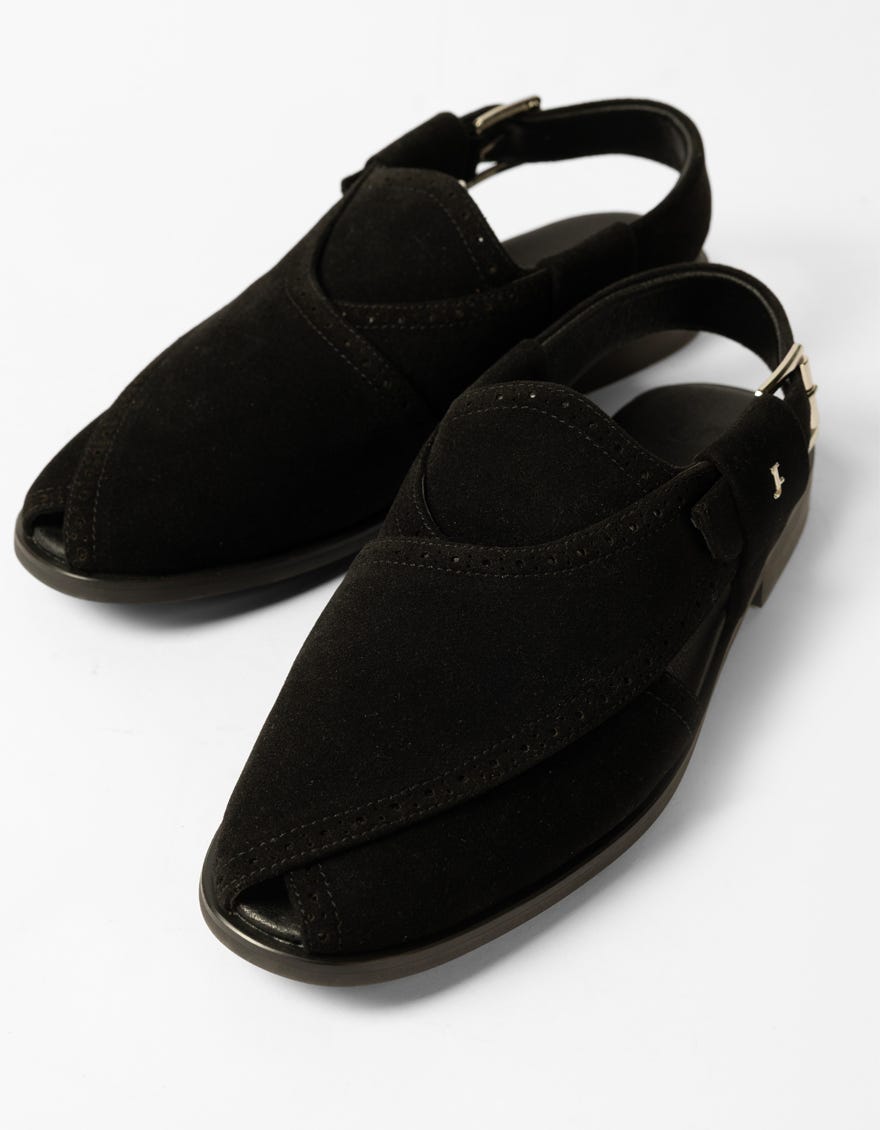 BLACK SUEDE PESHAWARI SANDALS