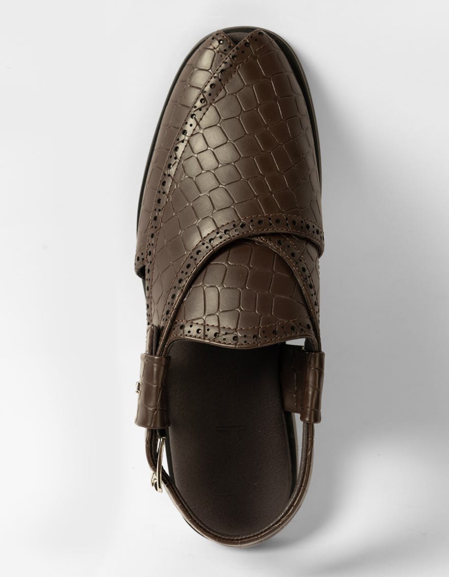 COFFEE TEXTURED PESHAWARI SANDALS