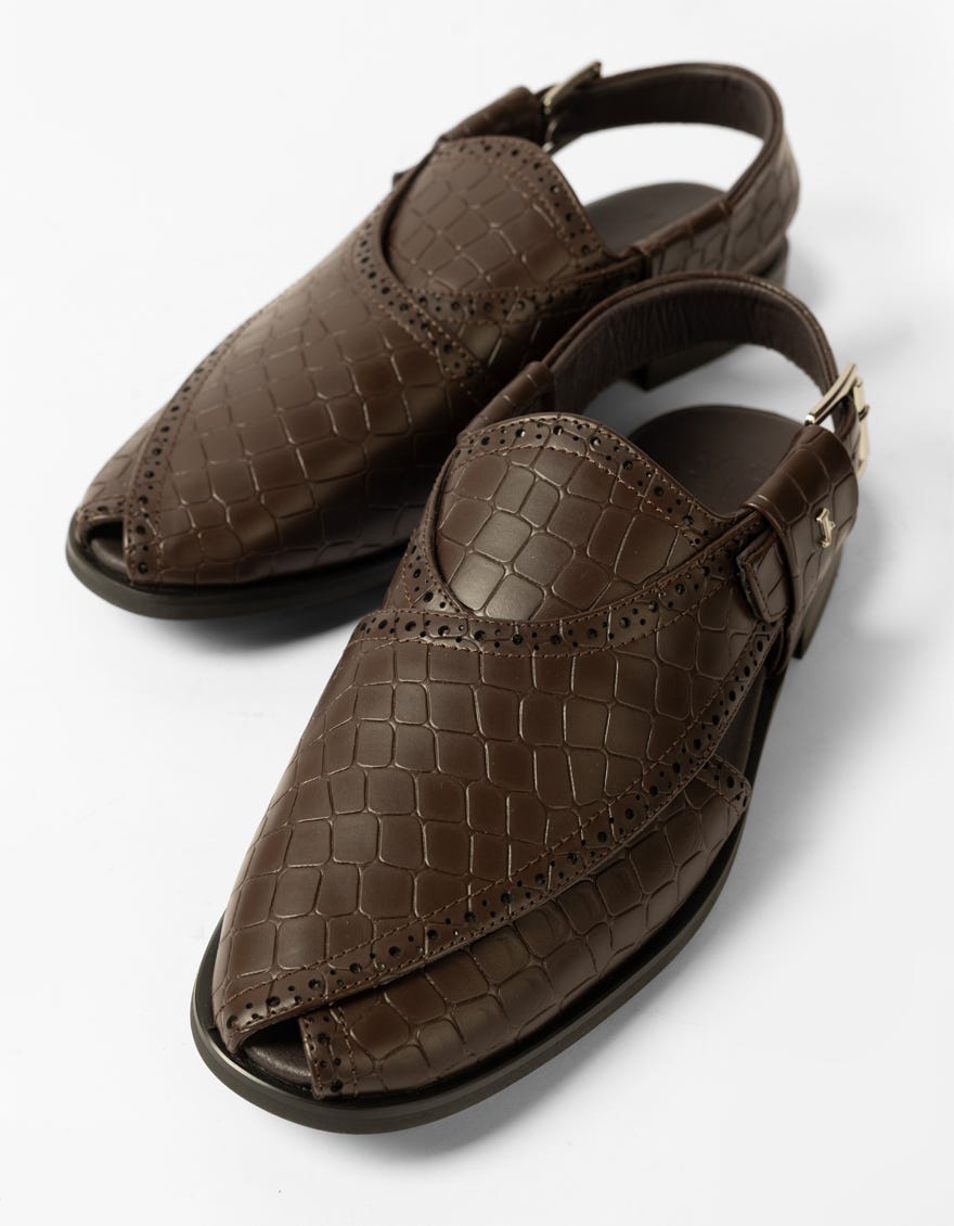 COFFEE TEXTURED PESHAWARI SANDALS