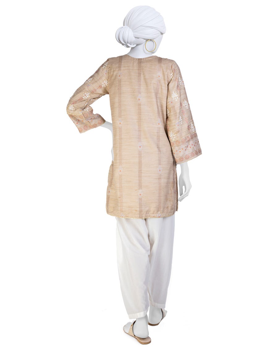 BEIGE JACQUARD KURTA