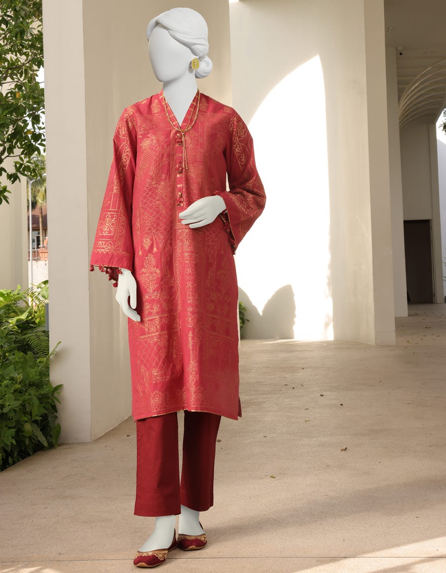 Maroon Jacquard Women's Kurti | Jjlk-S-Jss-23-316