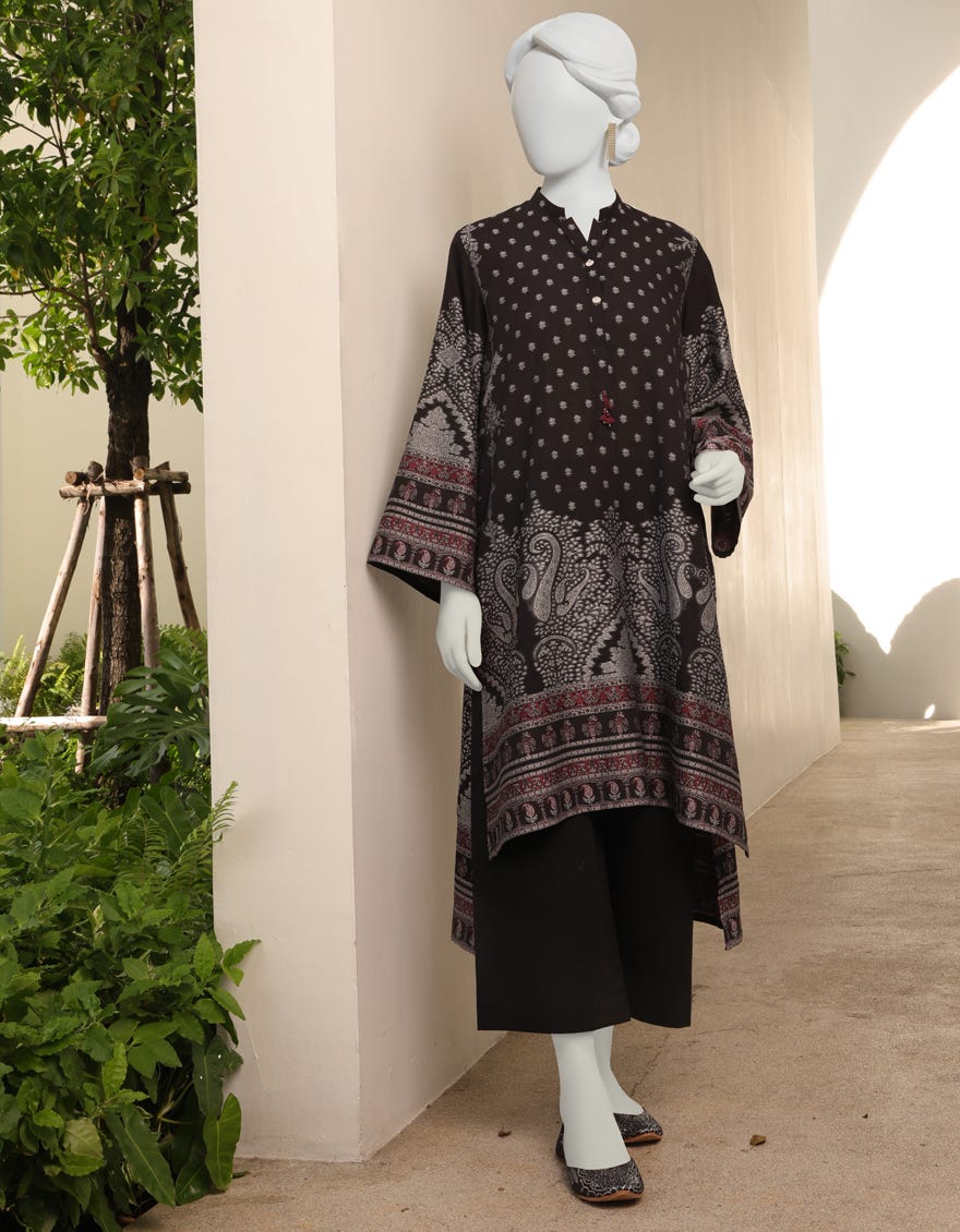 Black Jacquard Women's Kurti | Jjlk-S-Jss-23-318