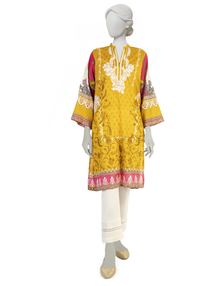 Yellow Lawn Women's Kurti | Jjlk-S-Jss-23-319