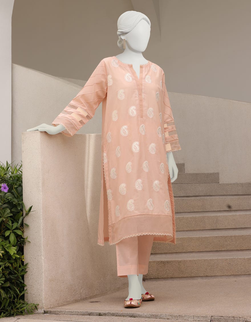Peach Lawn Women's Kurti | Jjlk-S-Jss-23-346