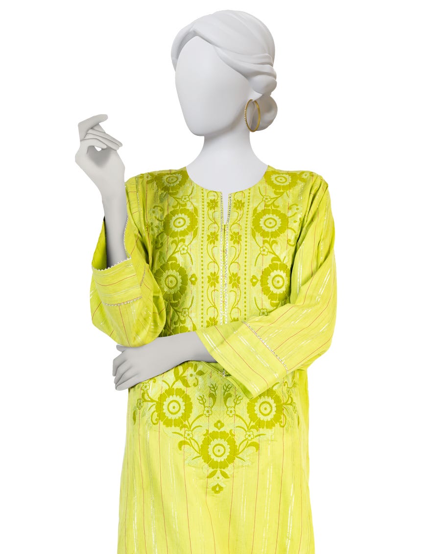 GREEN JACQUARD KURTA