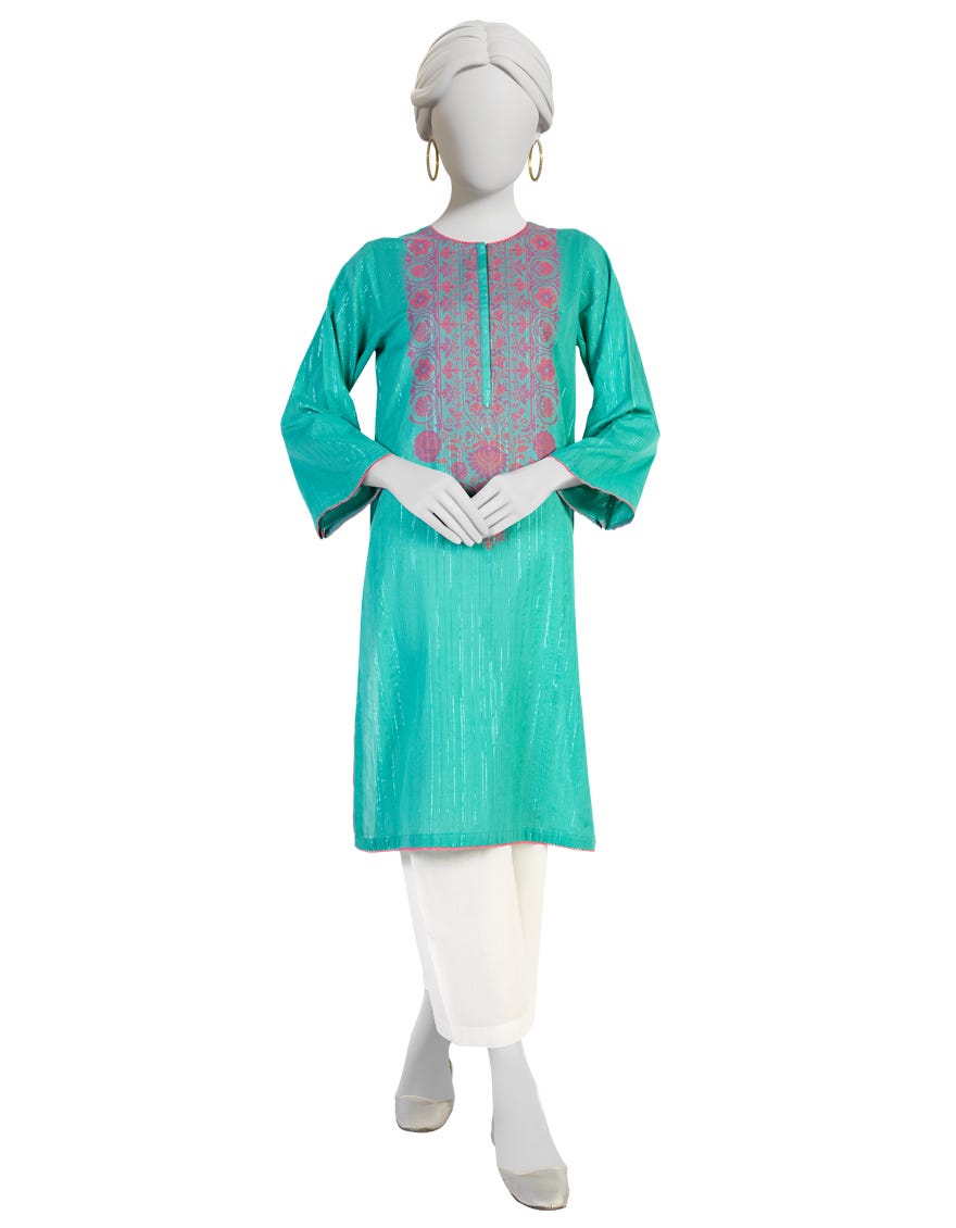Ferozi Jacquard Women's Kurti | Jjlk-S-Jss-23-351