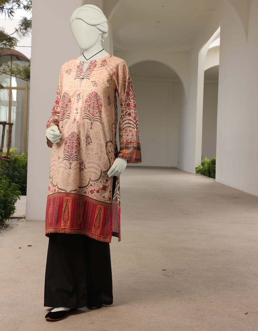 Beige Lawn Women's Kurti | Jjlk-S-Jss-23-357