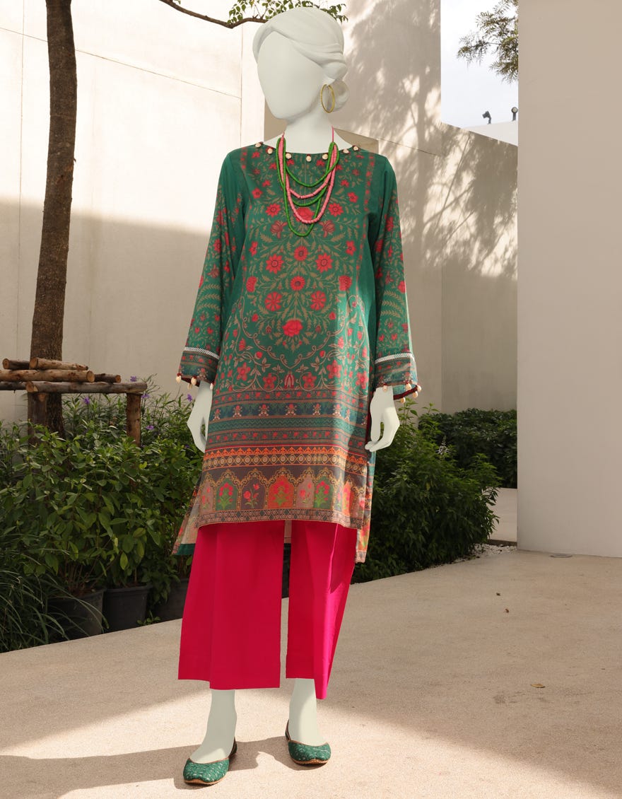 Green Lawn Women's Kurti | Jjlk-S-Jss-23-358