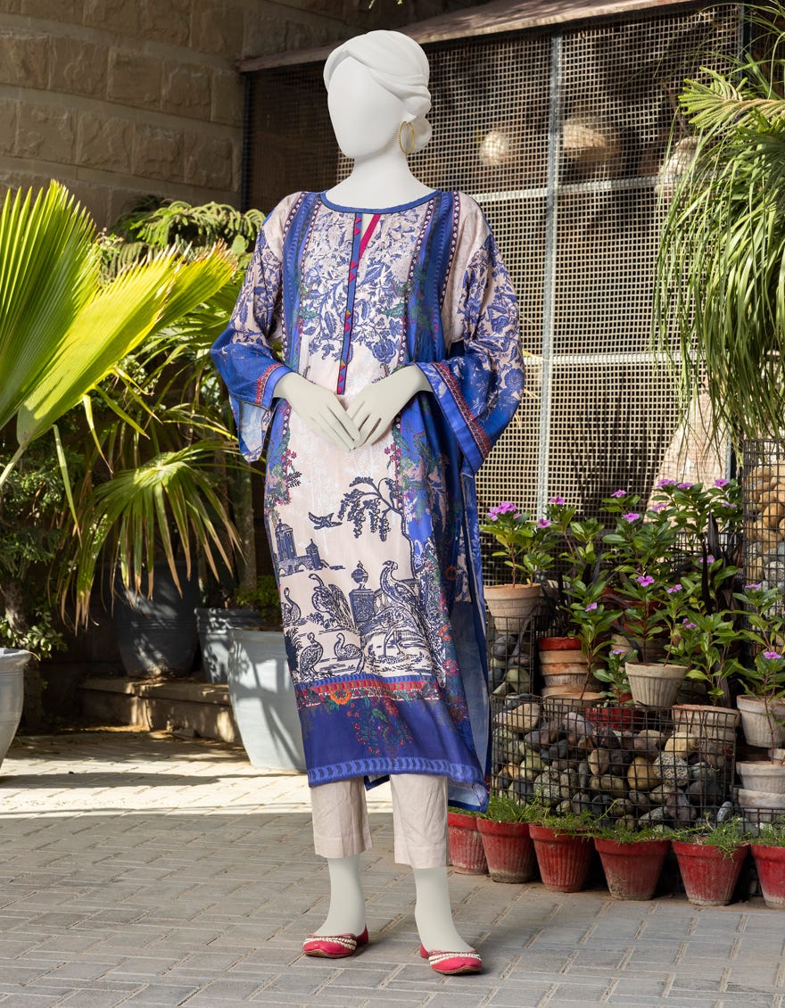 Blue Lawn Women's Kurti | Jjlk-S-Jss-23-371