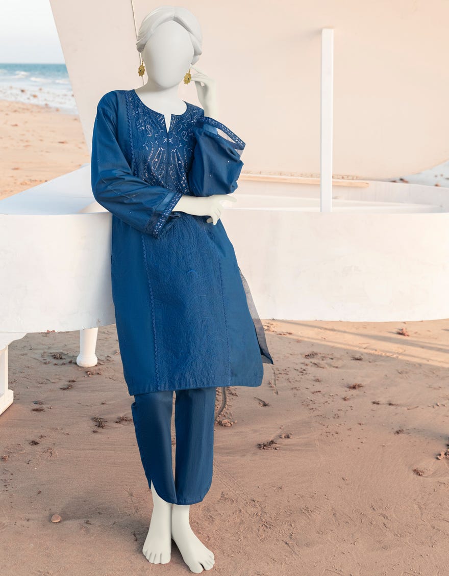 Blue Lawn Women's Kurti | Jjlk-S-Jss-23-375