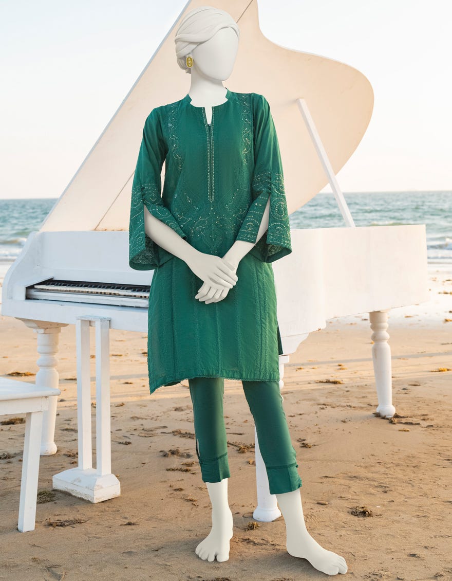 Green Lawn Women's Kurti | Jjlk-S-Jss-23-378
