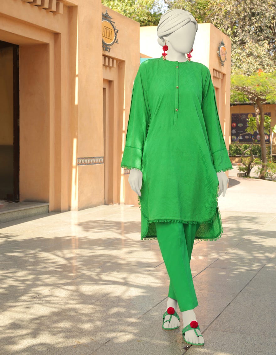 Green Lawn Women's Kurti | Jjlk-S-Jss-23-386