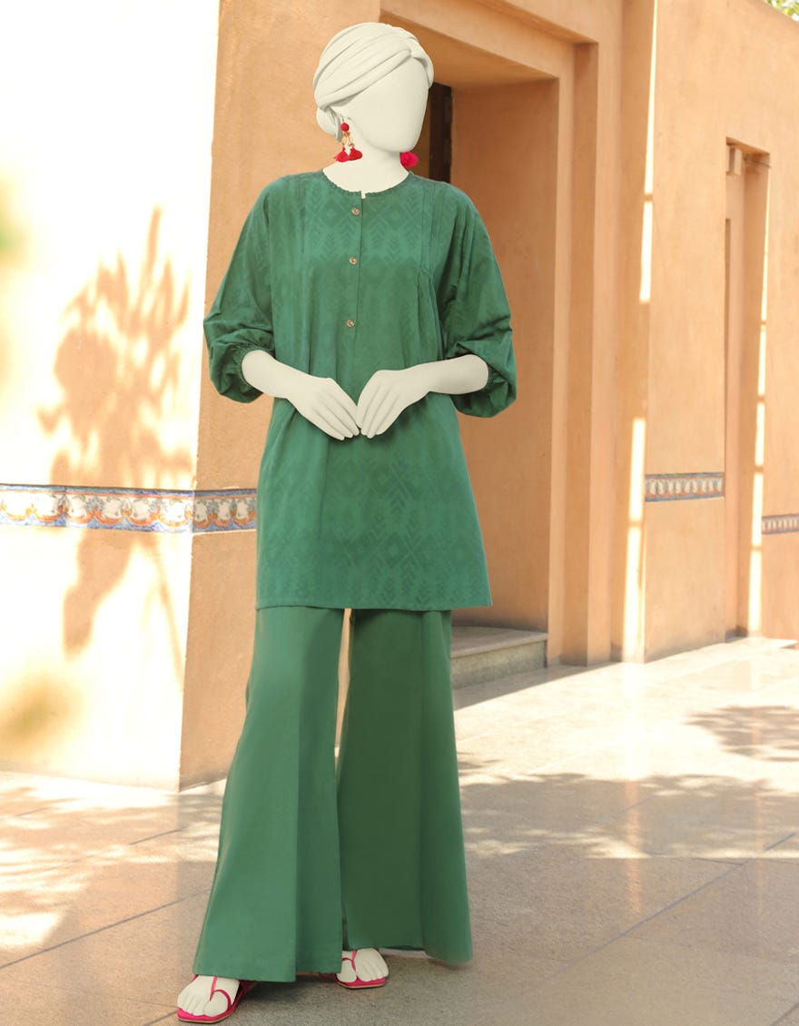 Dark Green Lawn Women's Kurti | Jjlk-S-Jss-23-388
