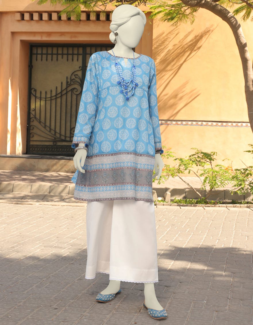 Blue Lawn Women's Kurti | Jjlk-S-Jss-23-389