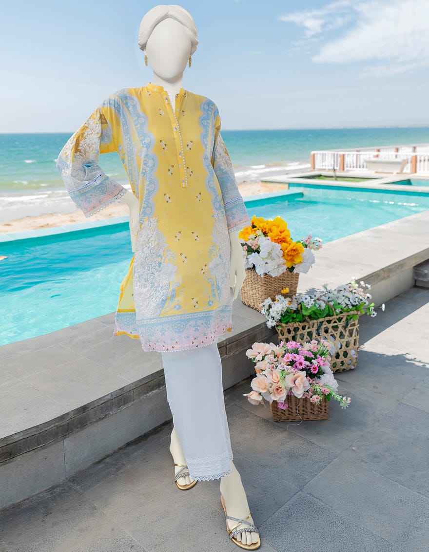 Yellow Lawn Women's Kurti | Jjlk-S-Jss-23-391
