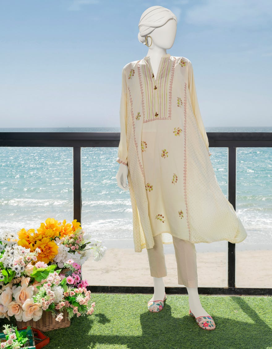 Off White Lawn Women's Kurti | Jjlk-S-Jss-23-409