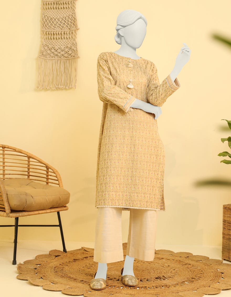 Brown Jacquard Women's Kurti | Jjlk-S-Jss-23-412