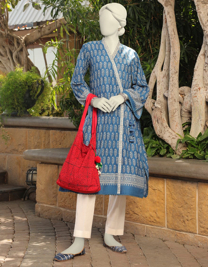 Blue Lawn Women's Kurti | Jjlk-S-Jss-23-420