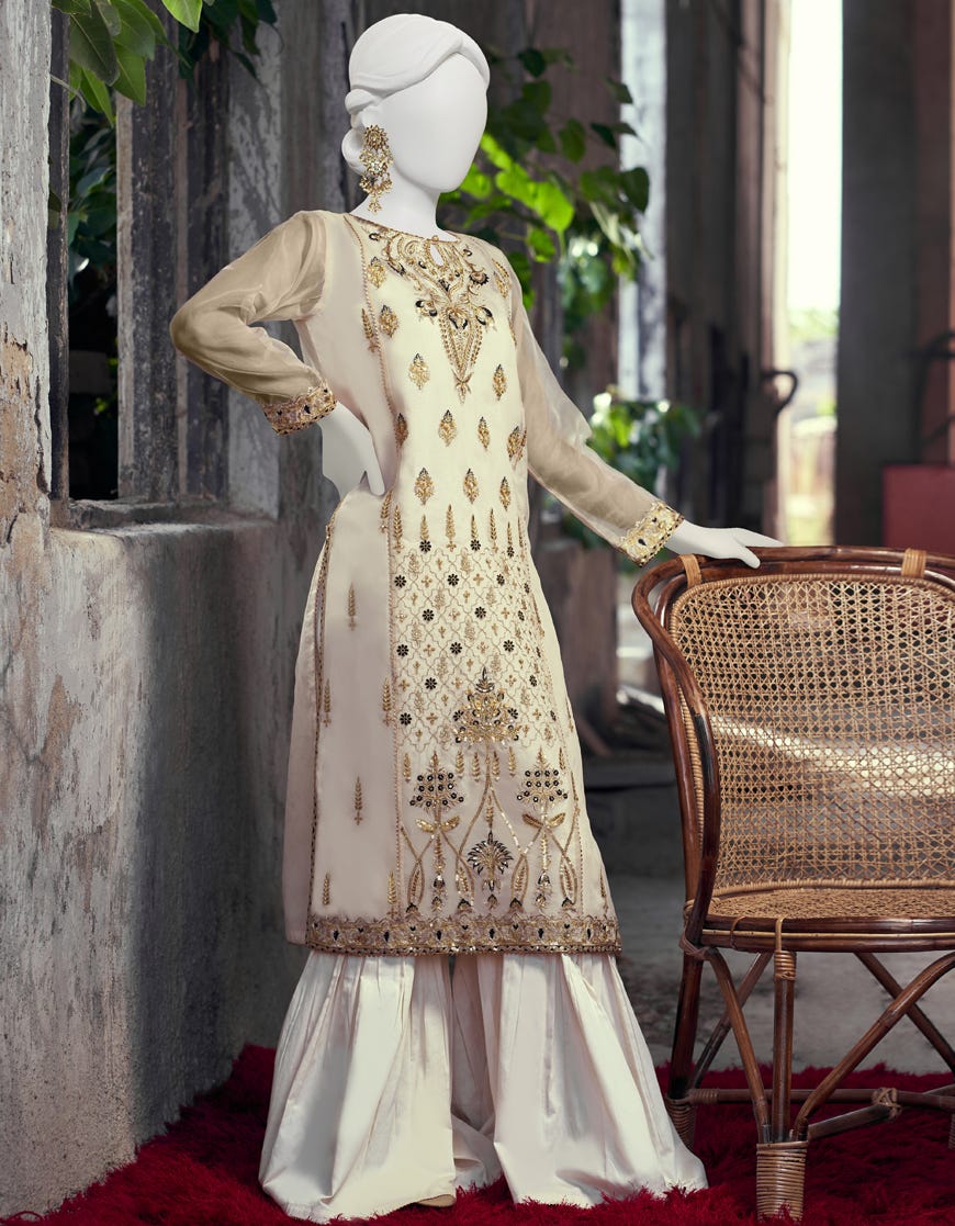 Golden Organza Women's Kurti | Jjlk-S-Jss-23-436