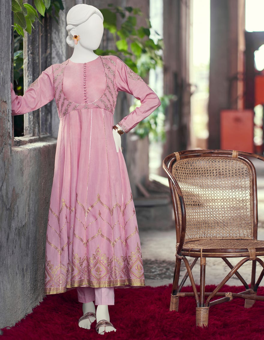Pink Paper Cotton Women's Kurti | Jjlk-S-Jss-23-438