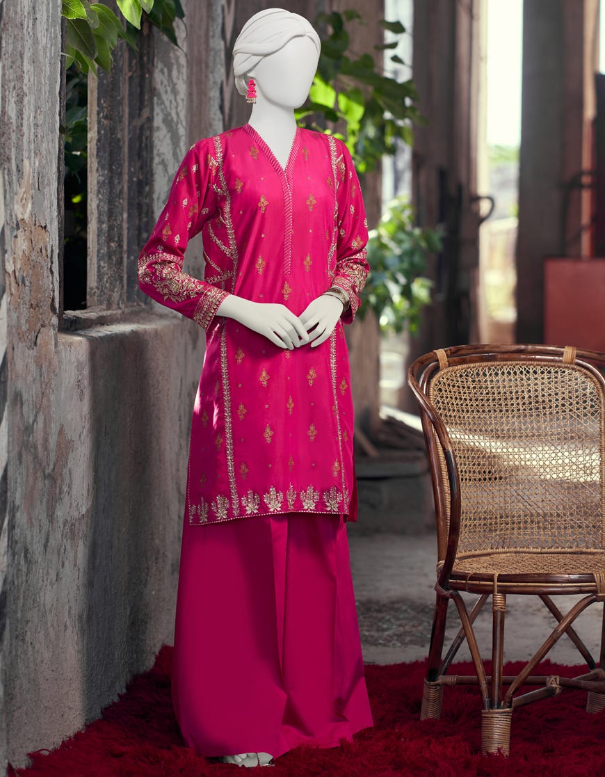 Hot Pink Paper Cotton Women's Kurti | Jjlk-S-Jss-23-440