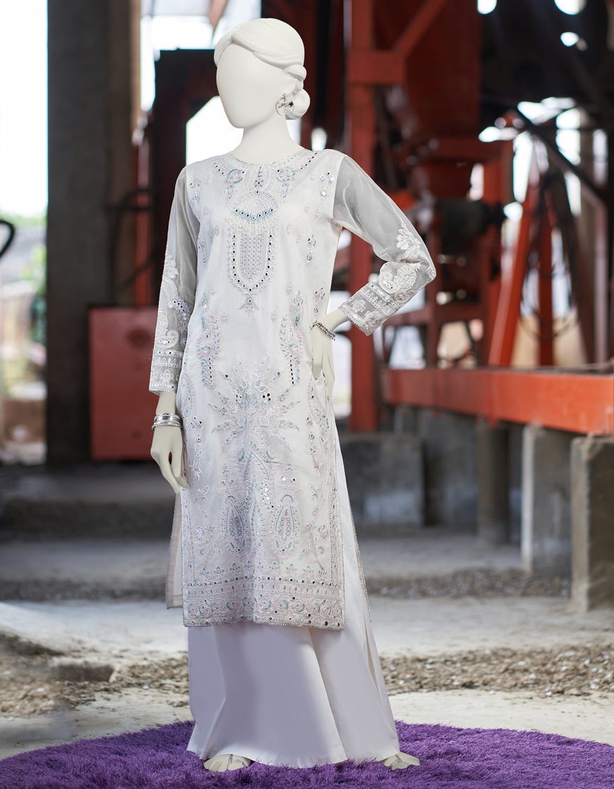 Off White Organza Women's Kurti | Jjlk-S-Jss-23-441