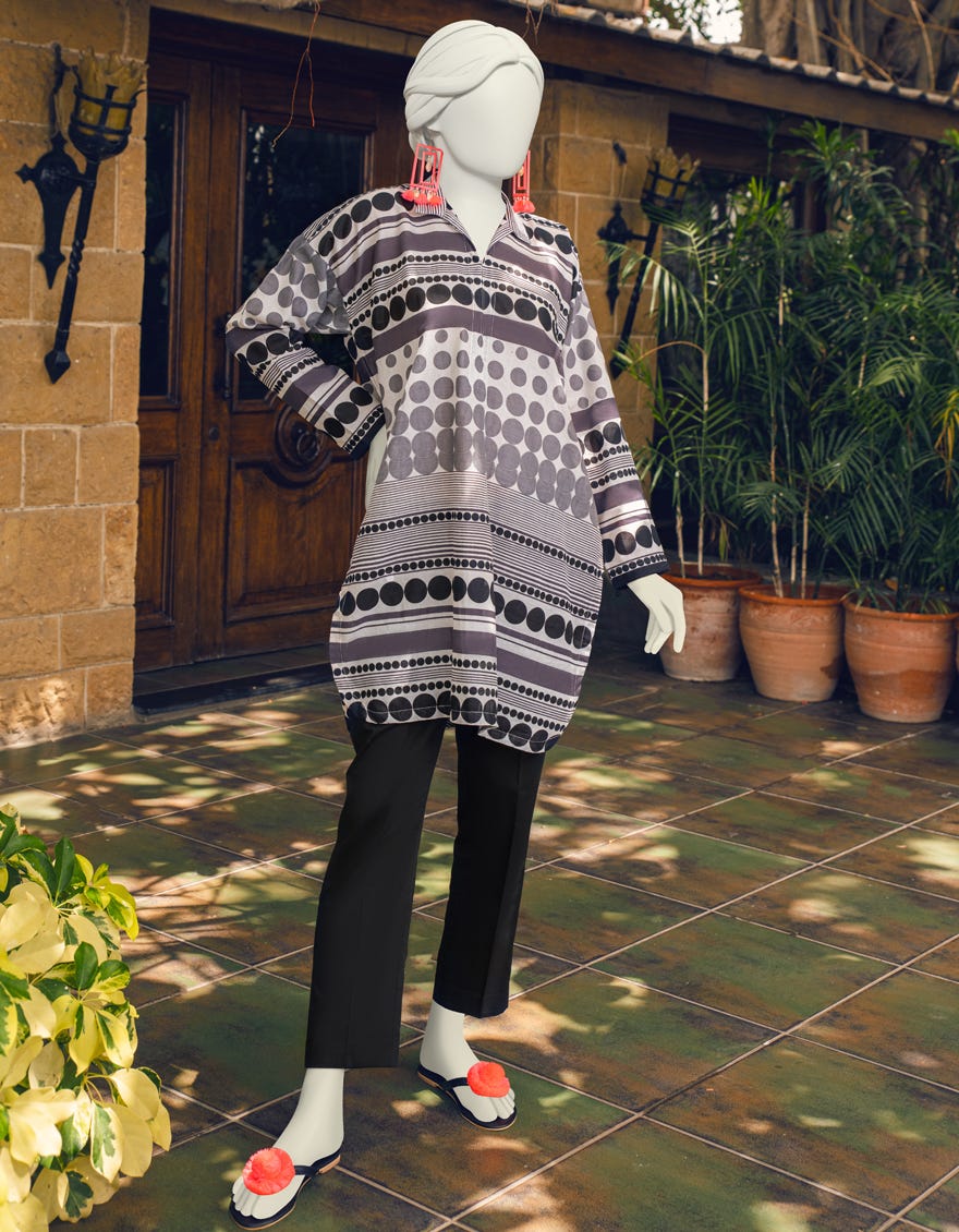 Black-White Dyed Women's Kurti | Jjlk-S-Jss-23-445