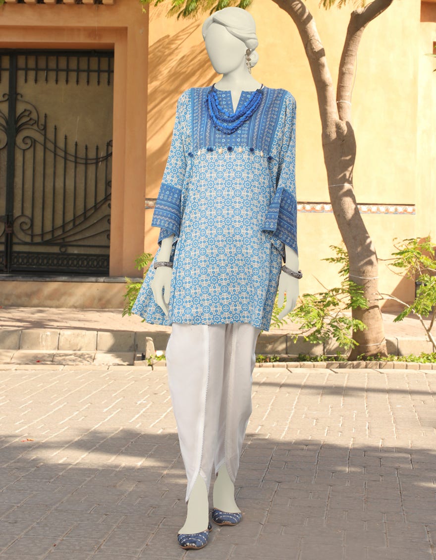 Blue Lawn Women's Kurti | Jjlk-S-Jss-23-453