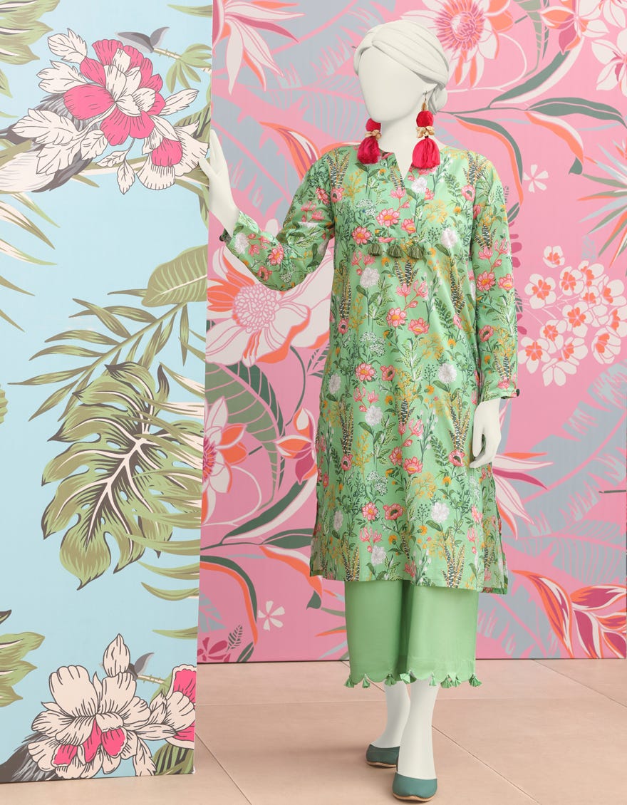 Green Lawn Women's Kurti | Jjlk-S-Jss-24-301