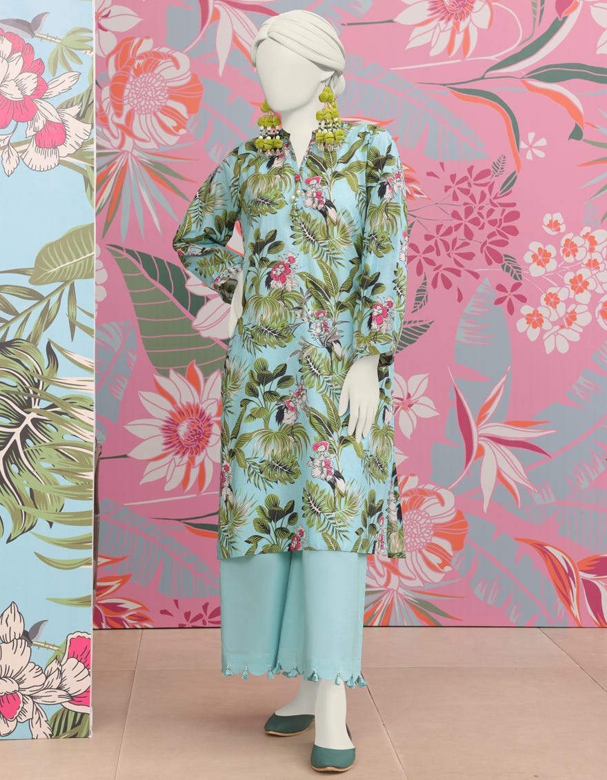 Blue Lawn Women's Kurti | Jjlk-S-Jss-24-304