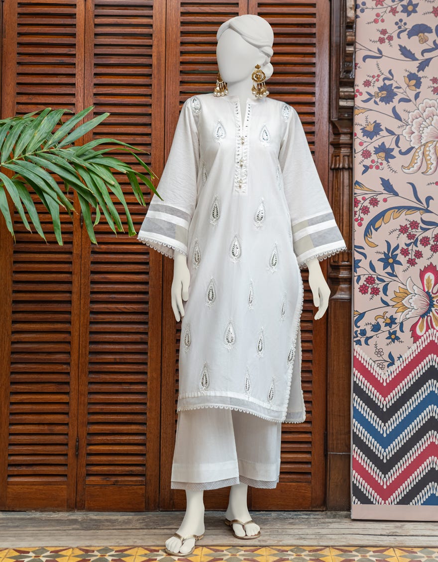 White Lawn Women's Kurti | Jjlk-S-Jss-24-317