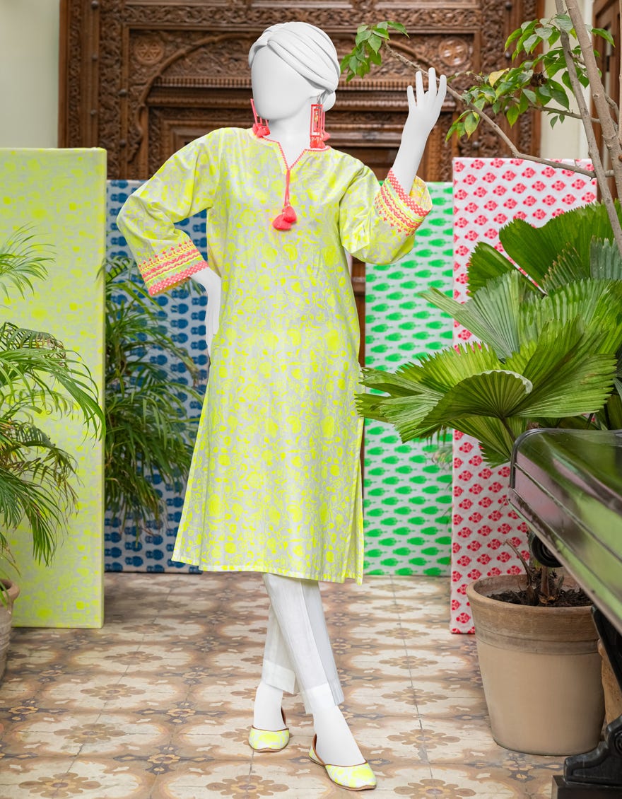 Parrot Green Lawn Women's Kurti | Jjlk-S-Jss-24-324