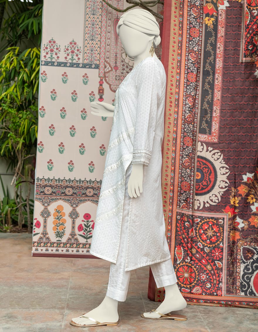 White Textured Women's Kurti | Jjlk-S-Jss-24-325
