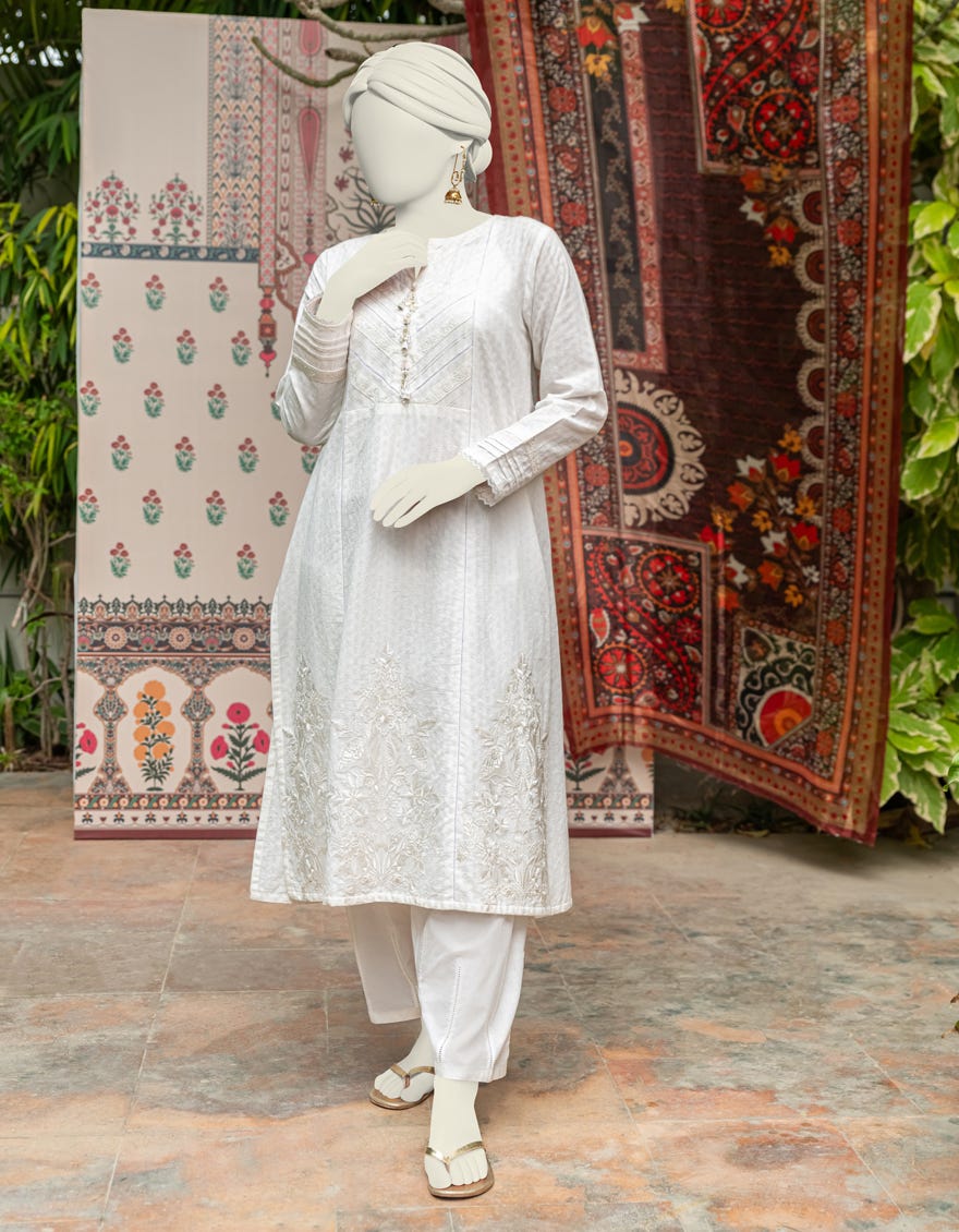 White Textured Women's Kurti | Jjlk-S-Jss-24-326