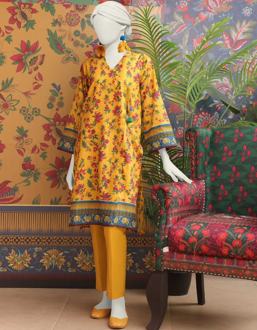 Yellow Lawn Women's Kurti | Jjlk-S-Jss-24-331