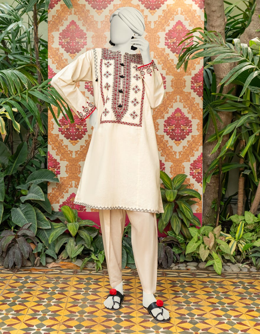 Beige Lawn Women's Kurti | Jjlk-S-Jss-24-336
