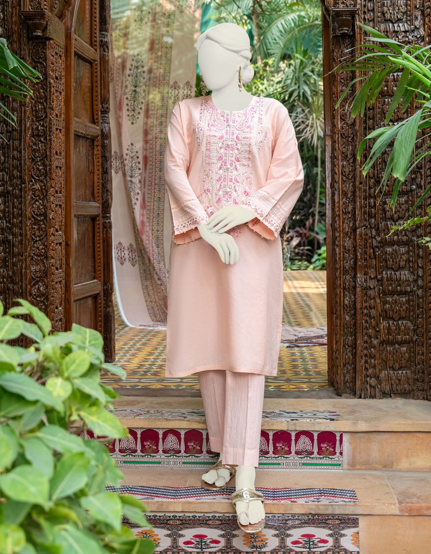 Peach Lawn Women's Kurti | Jjlk-S-Jss-24-338