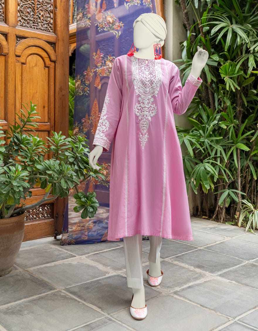 Pink Lawn Women's Kurti | Jjlk-S-Jss-24-341