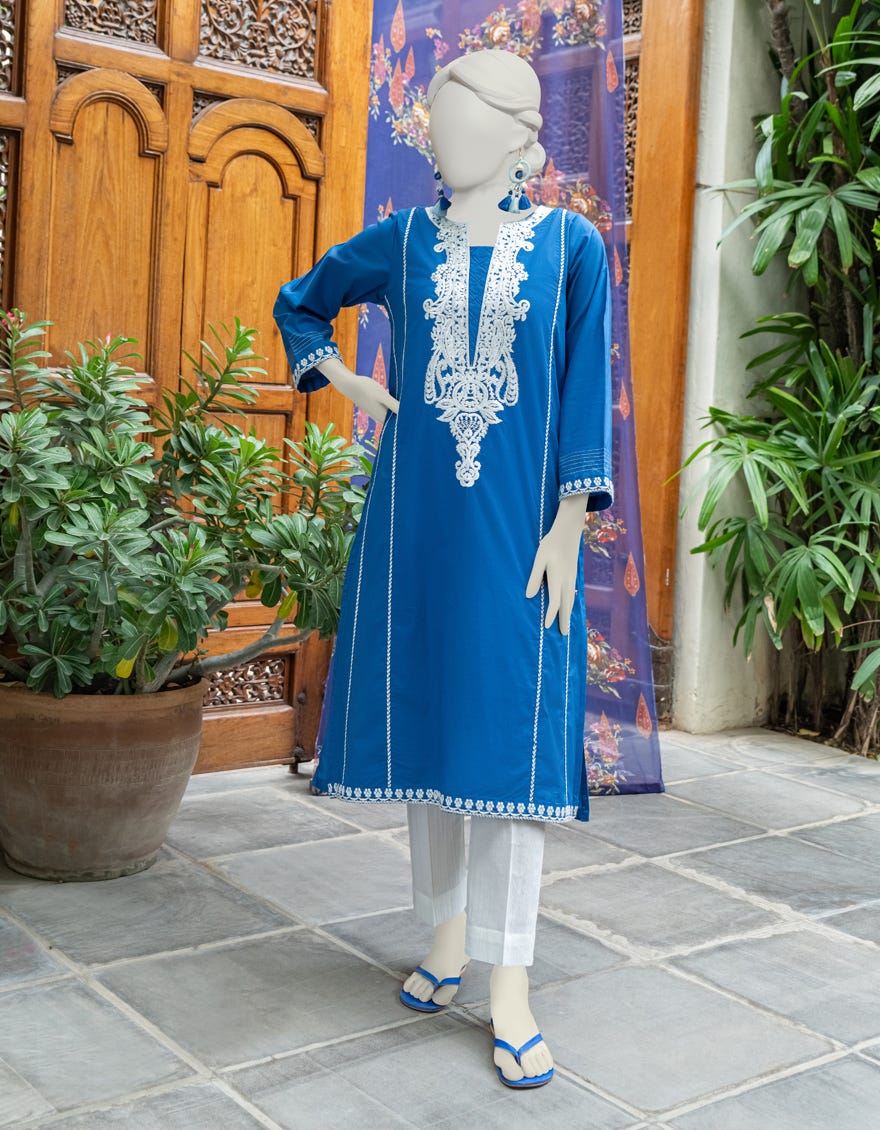 Blue Lawn Women's Kurti | Jjlk-S-Jss-24-342