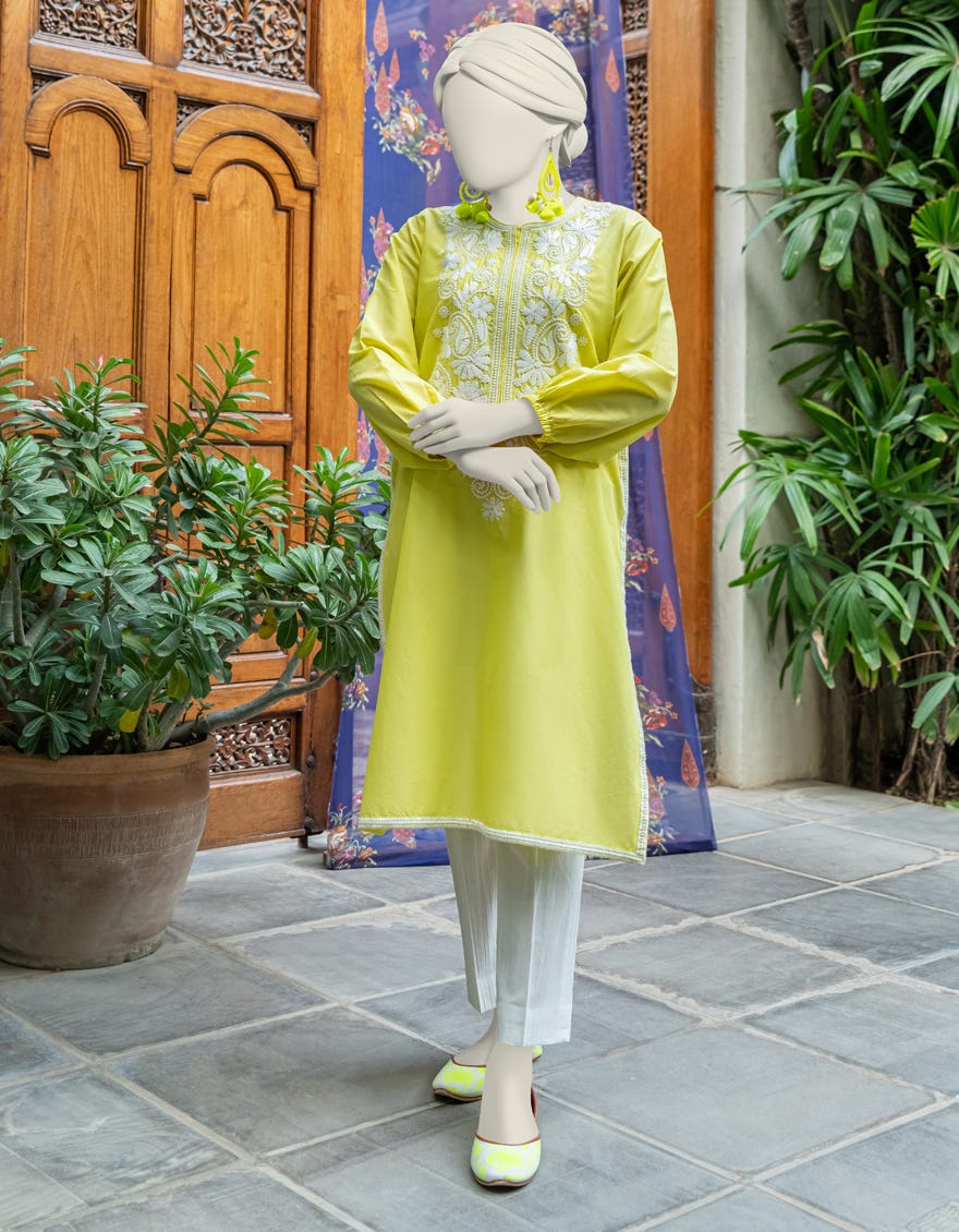 Yellow Lawn Women's Kurti | Jjlk-S-Jss-24-343