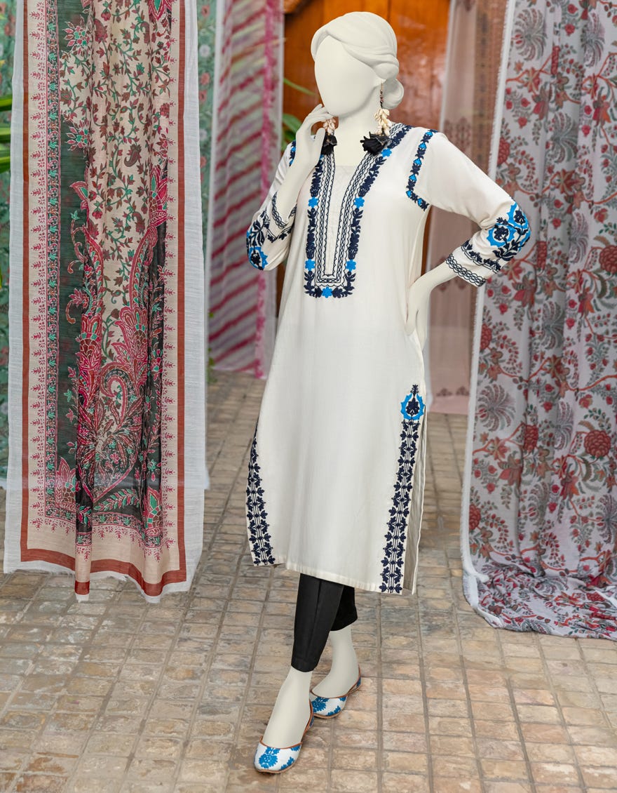 Off White Textured Women's Kurti | Jjlk-S-Jss-24-350