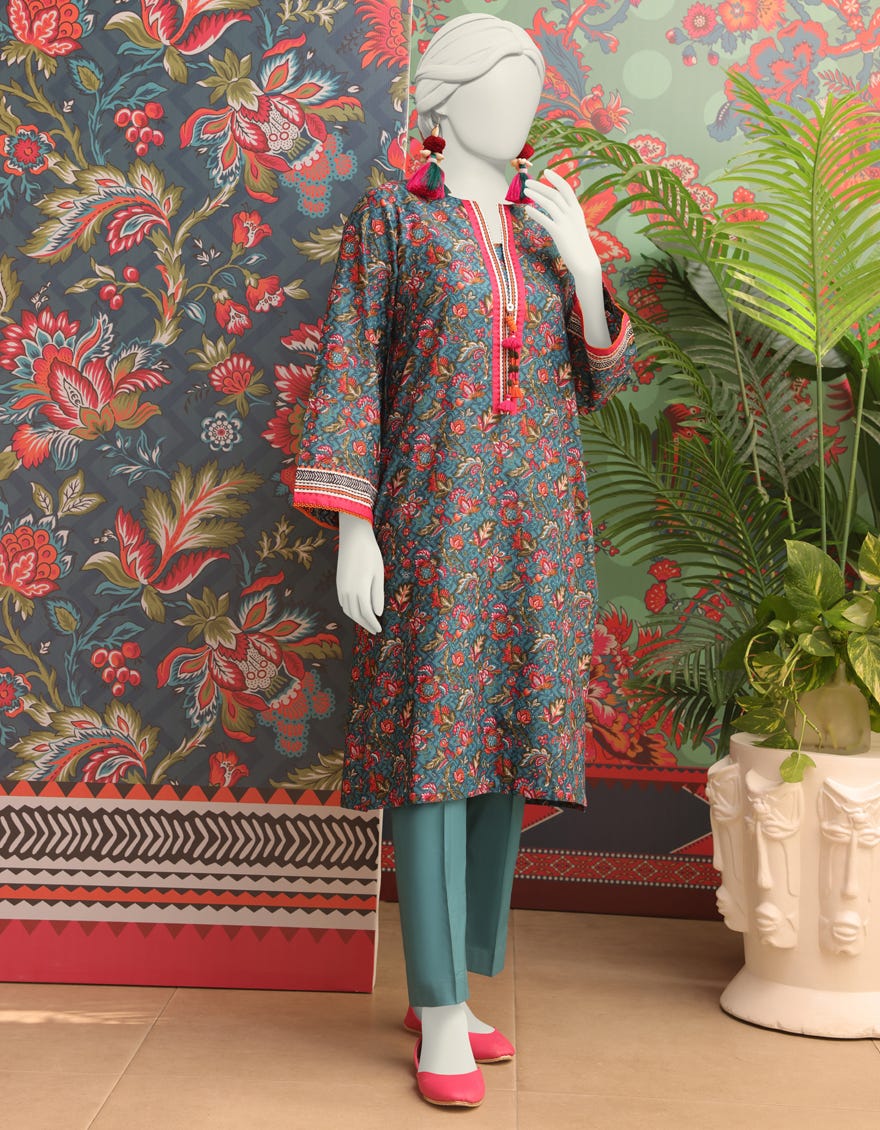 Blue Cambric Women's Kurti | Jjlk-S-Jss-24-355