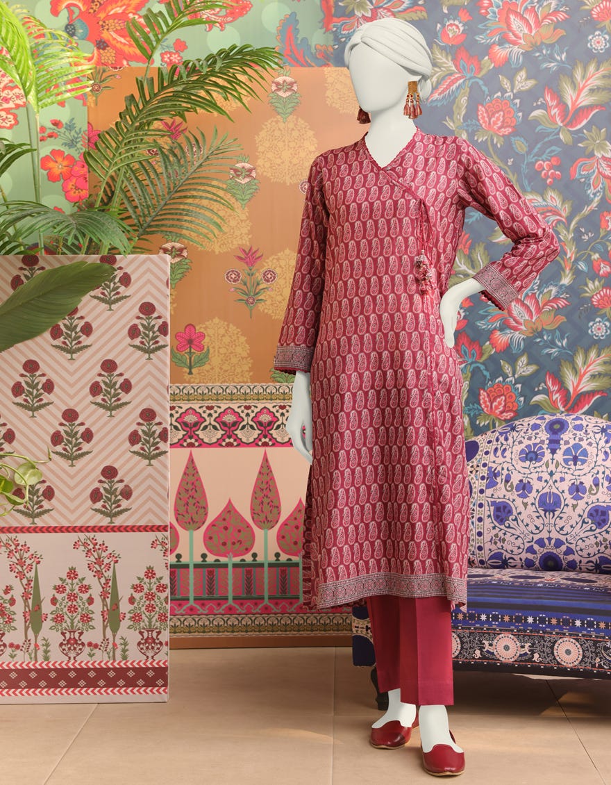 Maroon Lawn Women's Kurti | Jjlk-S-Jss-24-357
