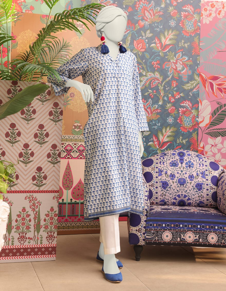 Blue Lawn Women's Kurti | Jjlk-S-Jss-24-358