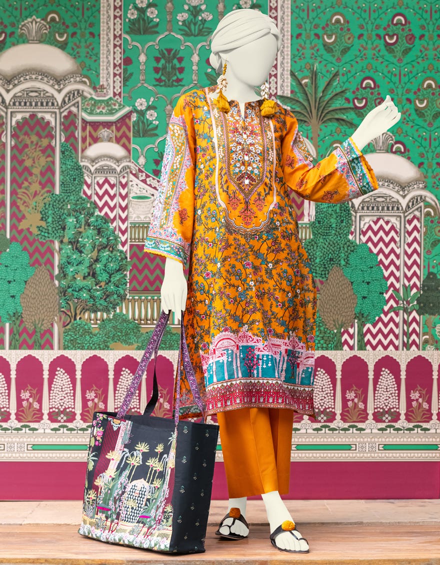 Orange Lawn Women's Kurti | Jjlk-S-Jss-24-364