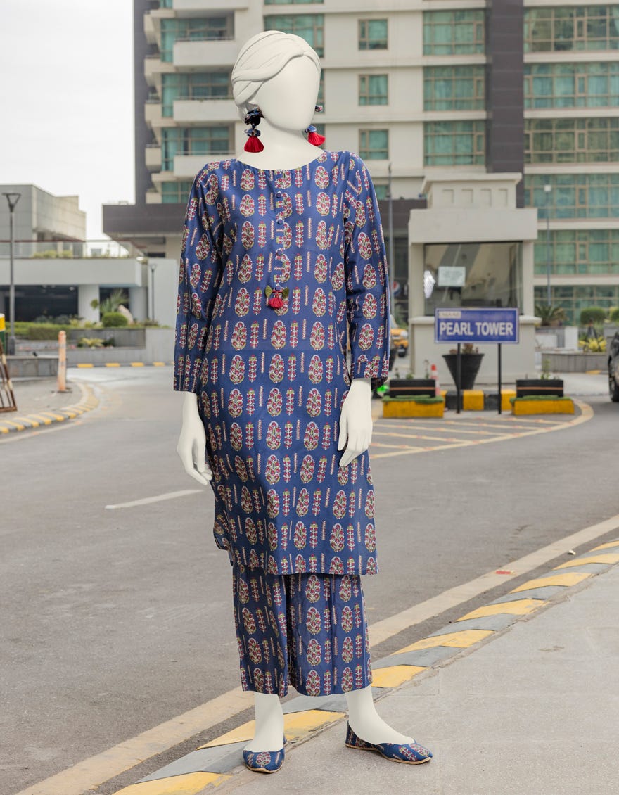 Blue Lawn Women's Kurti | Jjlk-S-Jss-24-372