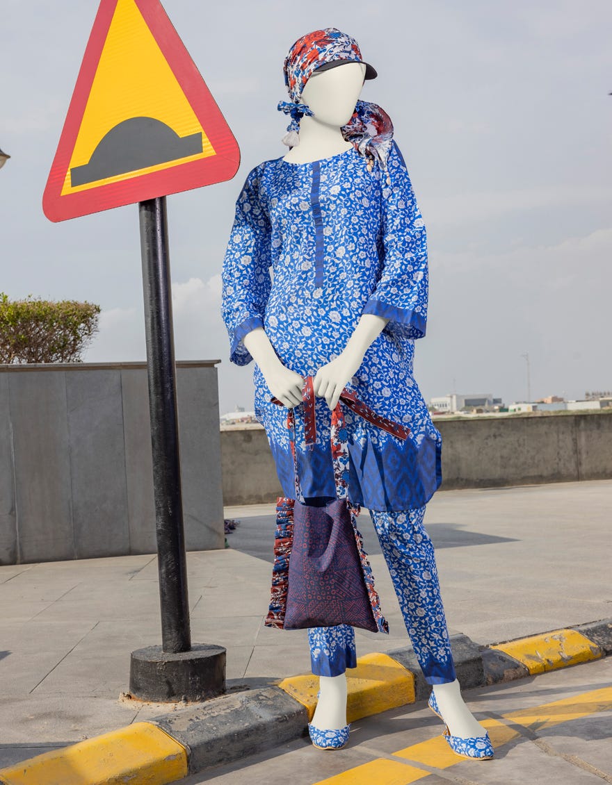 Blue Lawn Women's Kurti | Jjlk-S-Jss-24-374