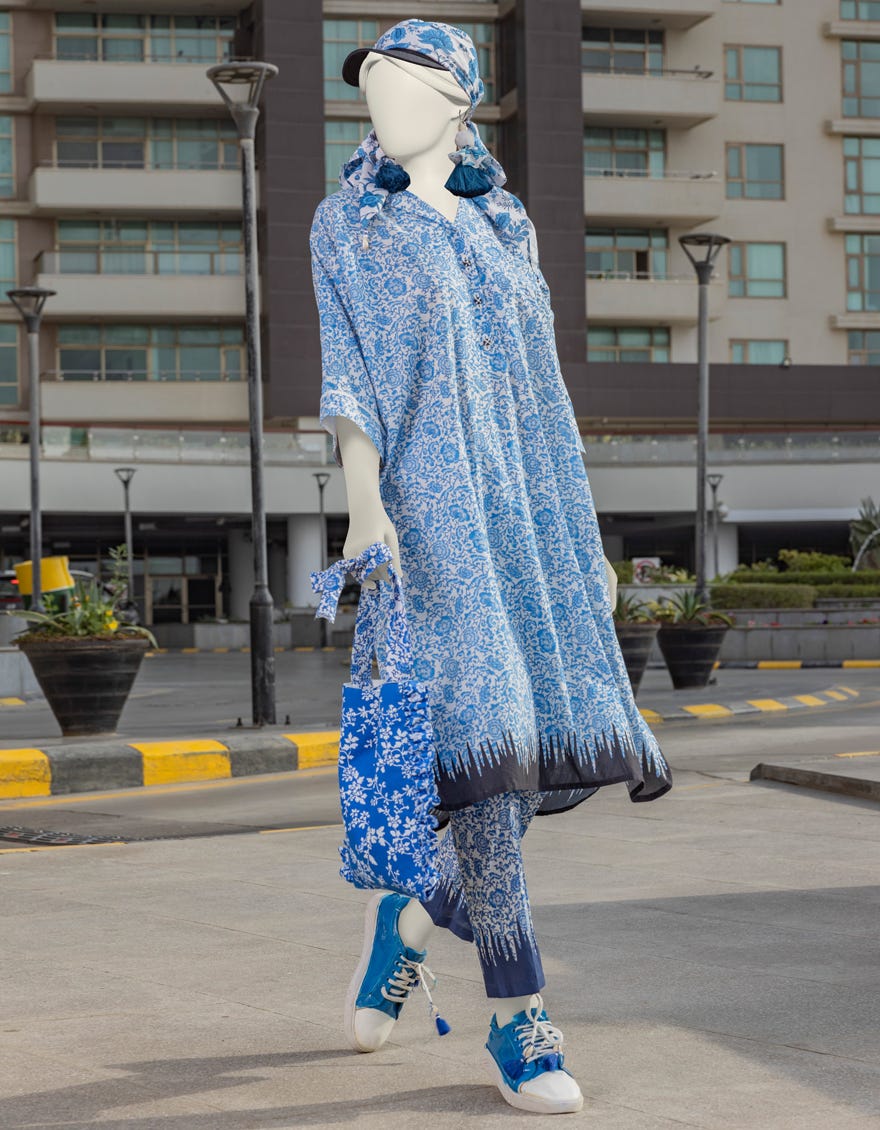 Blue Lawn Women's Kurti | Jjlk-S-Jss-24-378